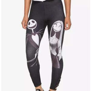 Hot Topic Nightmare Before Christmas Black & White Jack and Sally Leggings Large